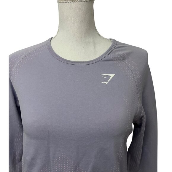 Gymshark Vital Seamless 2.0 Womens Crop Top Shirt XL Light Purple Lilac Stretch - Picture 4 of 8